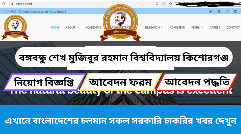 বঙ্গবন্ধু শেখ মুজিবুর রহমান বিশ্ববিদ্যালয় কিশোরগঞ্জ নিয়োগ বিজ্ঞপ্তি ২০২৪